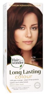 Hairwonder ilgalaikiai plaukų dažai su 9 ekologiškais augaliniais ekstraktais, spalva kaštono 4.56