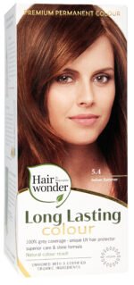Hairwonder ilgalaikiai plaukų dažai su 9 ekologiškais ekstraktais, spalva Indijos vasara 5.4