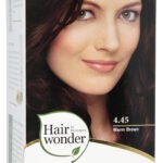 Hairwonder ilgalaikiai plaukų dažai su 9 ekologiškais ekstraktais, spalva šilta ruda 4.45