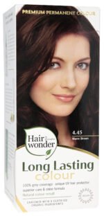 Hairwonder ilgalaikiai plaukų dažai su 9 ekologiškais ekstraktais, spalva šilta ruda 4.45