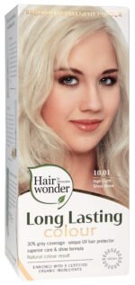 Hairwonder Ilgalaikiai plaukų dažai su 9 ekologiškais augaliniais ekstraktais, spalva labai šviesi pelenų blondinė 10.01