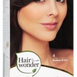 Hairwonder ilgalaikiai plaukų dažai su 9 ekologiškais augaliniais ekstraktais, spalva vidutinė ruda 4