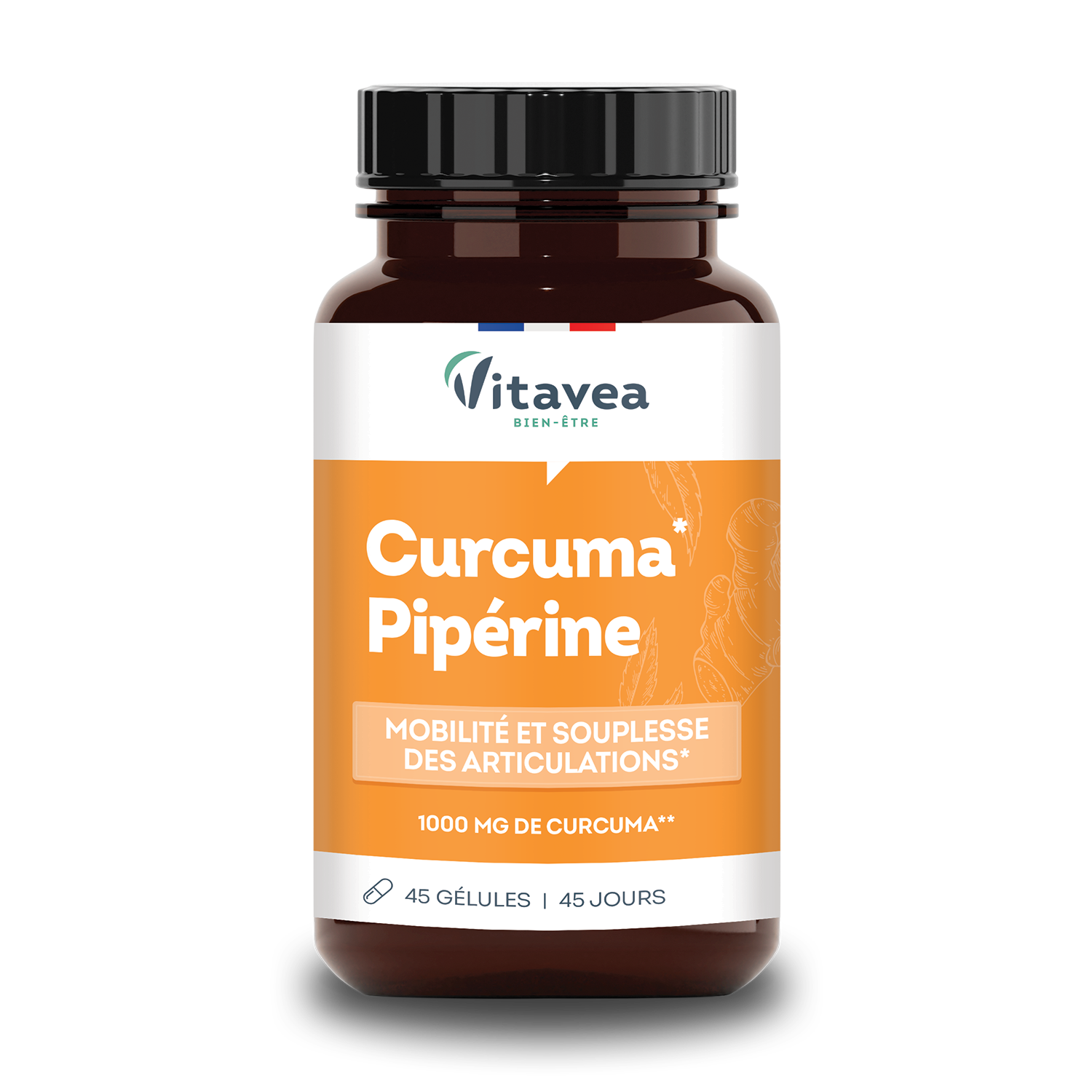 Vitavea-ciberzole-juodas-pipiras.png VITAVEA Ciberžolė ir juodasis pipiras, 45 augalinės kilmės kapsulės - Image 1