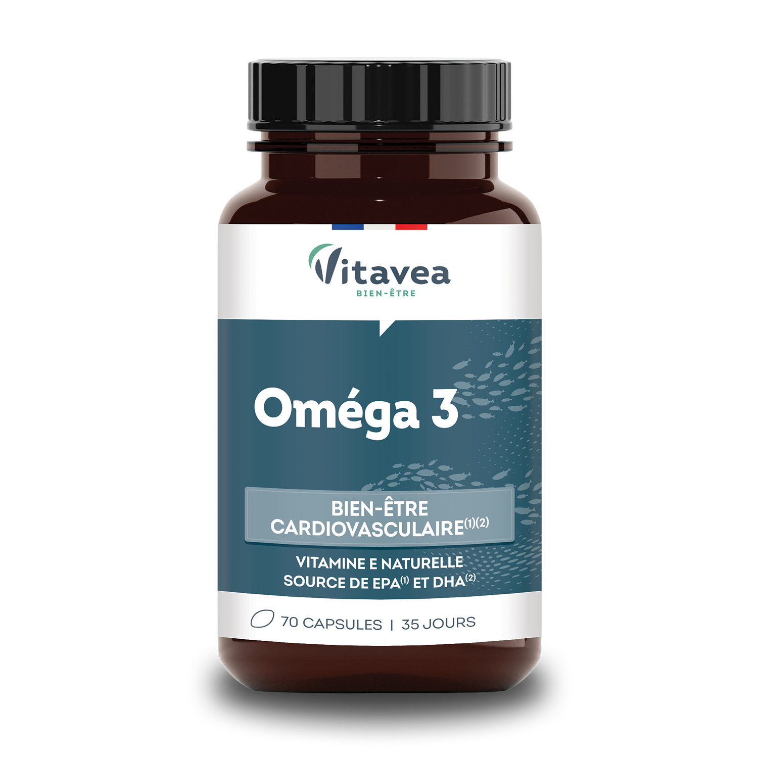 Vitavea-omega-3-naturalus-vitaminas-E.png VITAVEA OMEGA 3 su natūralios kilmės vitaminu E, 70 vnt. - Image 1
