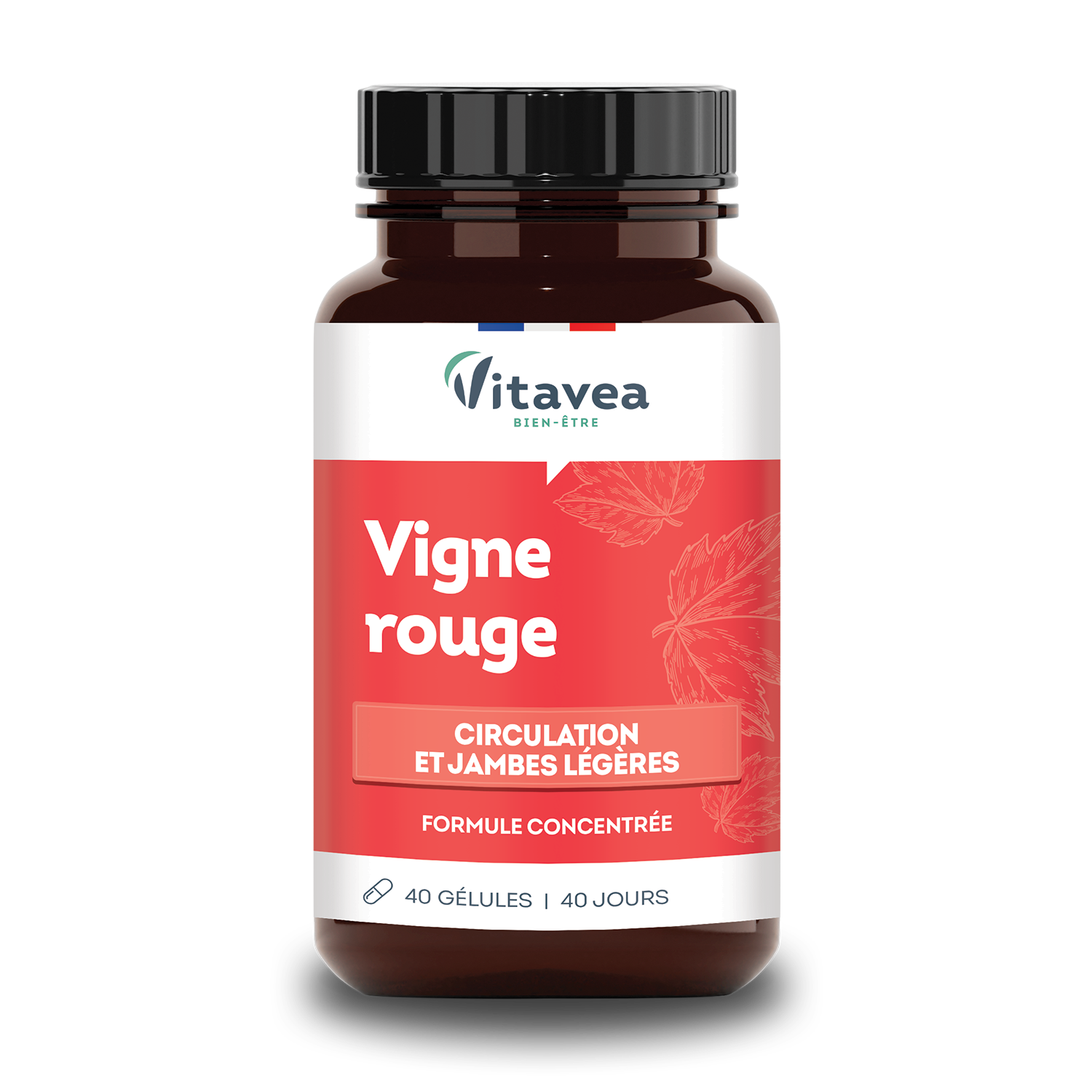 Vitavea-raudojo-vynmedzio.png VITAVEA Raudonojo vynmedžio ekstraktas 300 mg, 40 augalinės kilmės kapsulių. - Image 1